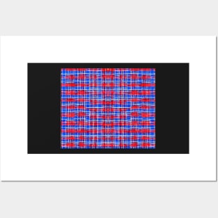 Red White and Blue Aesthetic Tartan Pattern - Patriotic Plaid Quilt 3 Posters and Art